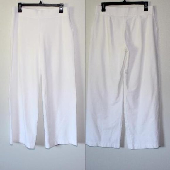 Eileen Fisher Wide Leg Stretch Crepe Pants Off White Washable Size Medium H13525 - Picture 10 of 10